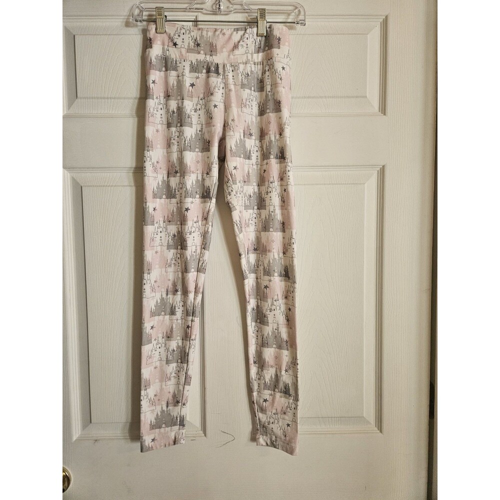 Disney Parks Castle Print Leggings Yoga Pants Pink Grey White XS Princess Soft